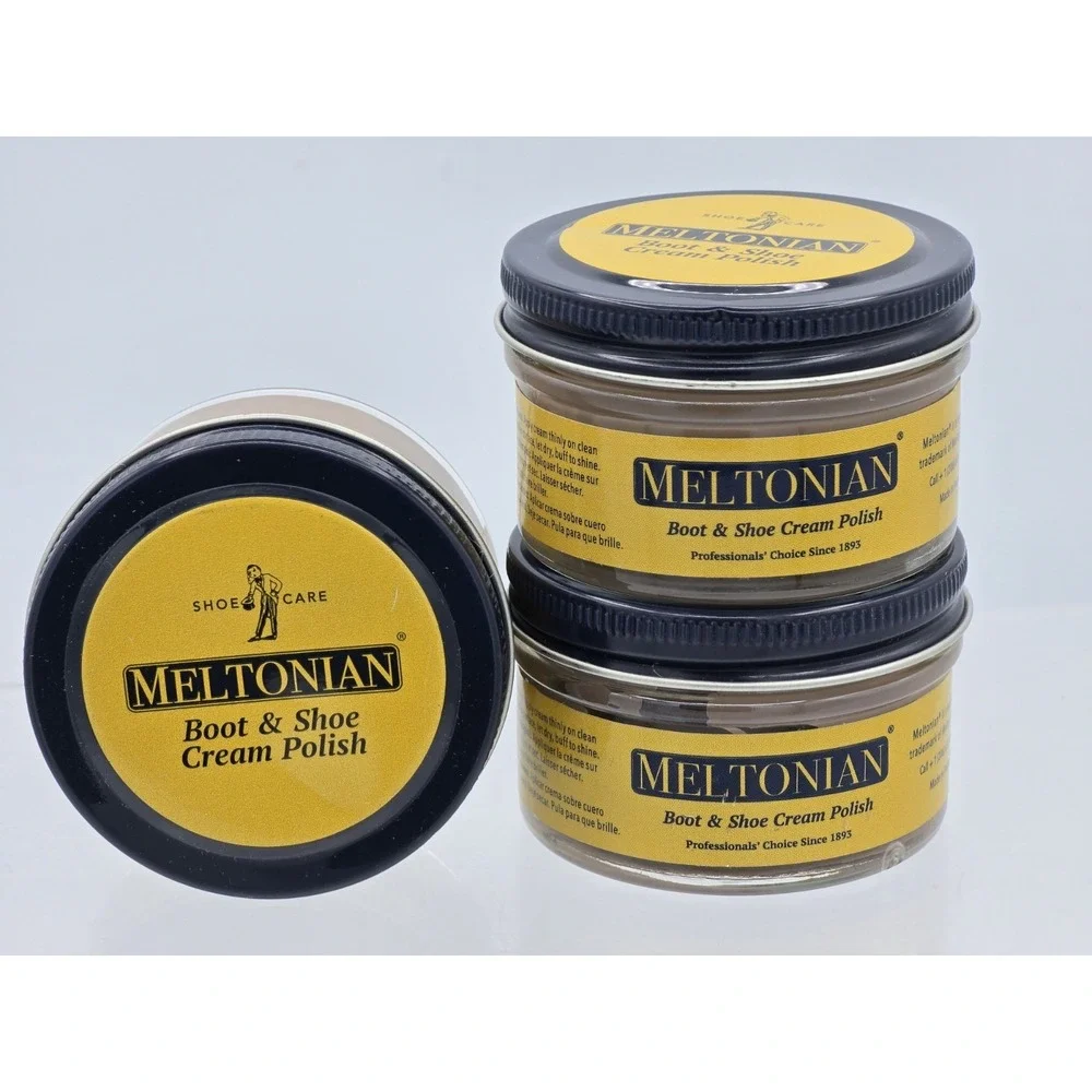 3 Pack - MELTONIAN Shoe Boot Cream Polish Leather Shine Nourishing 50ml - Beige
